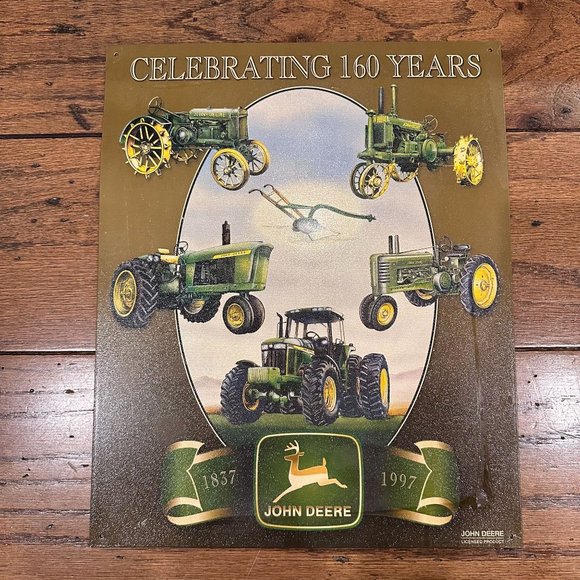 Vintage John Deere Tractors Metal Tin Sign Celebrating 160 Years 1837-1997 - Picture 2 of 4